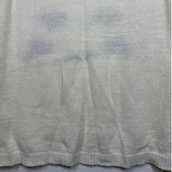 t/o Sweaters Cat Face Knit Long Sleeves White Sweater Size XL - Picture 9 of 11